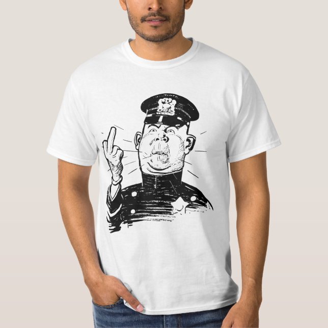 AUTHORITY COP CHARACTER FINGER FLIP T-Shirt (Front)