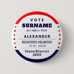 Authorized Volunteer 2026 Election Campaign ID Button
