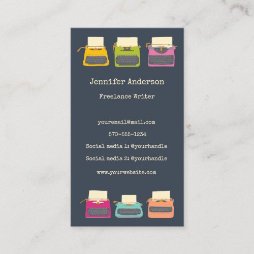 Authors Writers Editors Custom Typewriters Business Card