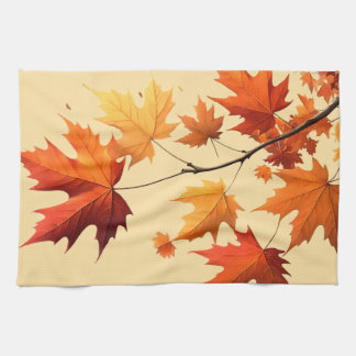 Authumn leaves Kitchen towel light yellow