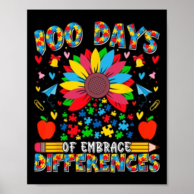 Autism 100 Days Of School Iep Embrace Differences  Poster (Front)