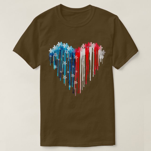 Autism 4th Of July Puzzle Pieces  T-Shirt (Design Front)