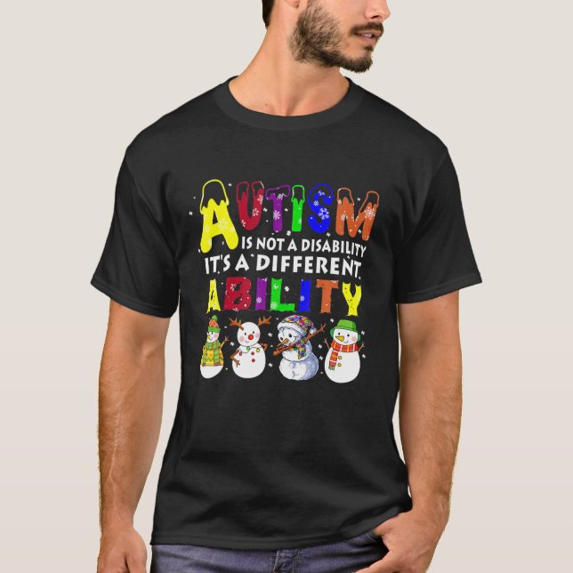 Autism Ability Cute Snowman Autism Family Love Kid T-Shirt (Front)