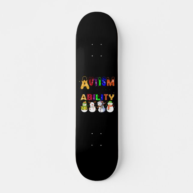 Autism Ability Snowmans Autism Awareness Skateboard (Front)
