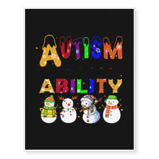 Autism Ability Snowmans Autism Awareness Temporary Tattoos