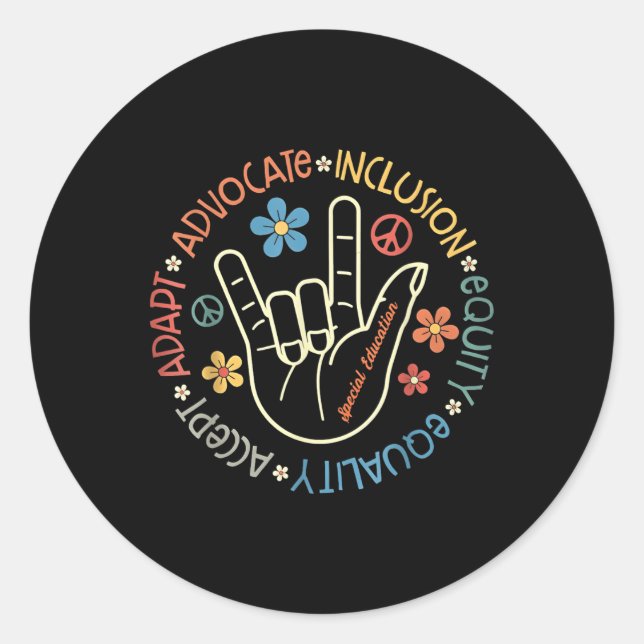 Autism Accept Adapt Advocate Inclusion Autism Awar Classic Round Sticker (Front)