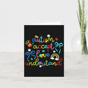 Autism Accept Love Understand Coquette Bow Retro Card