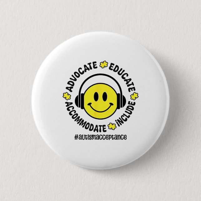 Autism Accept Understand Love Autism Awareness Tea Button (Front)