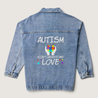 Autism Accept Understand Love Awareness Caregivers Denim Jacket