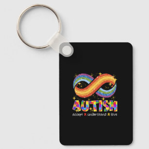 Autism Accept Understand Love Rainbow Infinity Sta Keychain