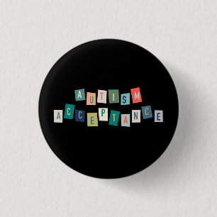 Autism Acceptance - Black Background Button