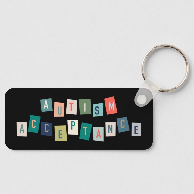 Autism Acceptance | Black Background Keychain (Front)