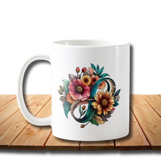 Autism Acceptance Colorful Floral Infinity Symbol Coffee Mug