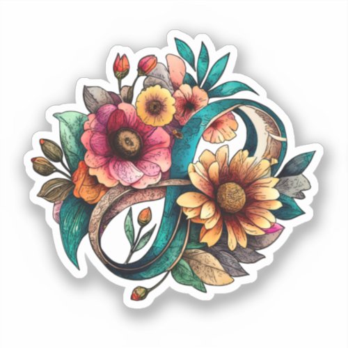 Autism Acceptance Colorful Floral Infinity Symbol Sticker