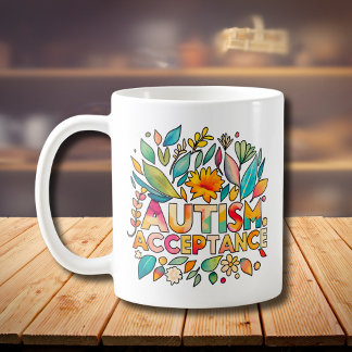 Autism Acceptance Colorful Flowers Coffee Mug