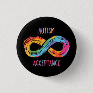 Autism Acceptance Colorful Rainbow Infinity Symbol Button
