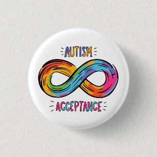 Autism Acceptance Colorful Rainbow Infinity Symbol Button