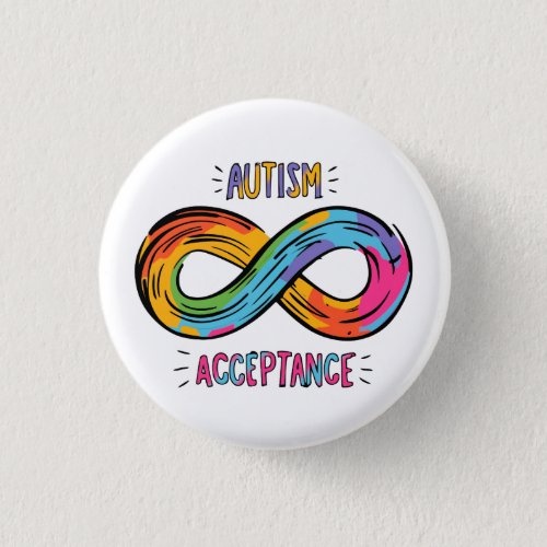 Autism Acceptance Colorful Rainbow Infinity Symbol Button