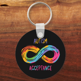 Autism Acceptance Colorful Rainbow Infinity Symbol Keychain