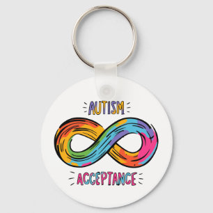 Autism Acceptance Colorful Rainbow Infinity Symbol Keychain