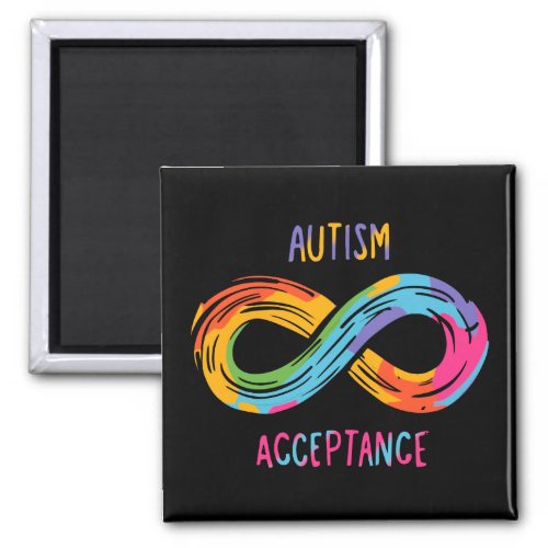 Autism Acceptance Colorful Rainbow Infinity Symbol Magnet