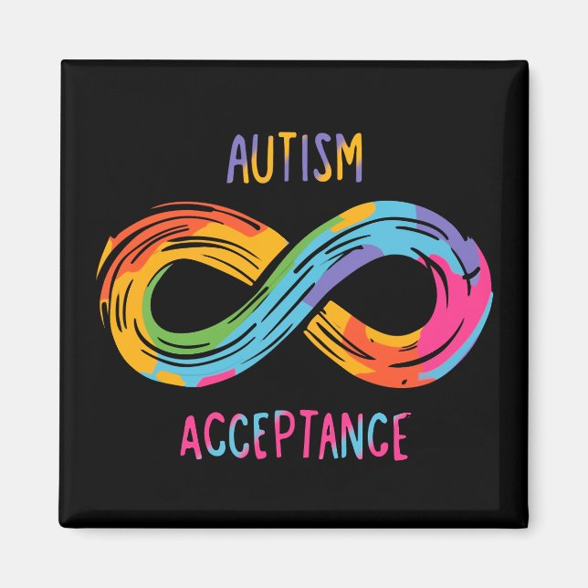 Autism Acceptance Colorful Rainbow Infinity Symbol Magnet (Front)