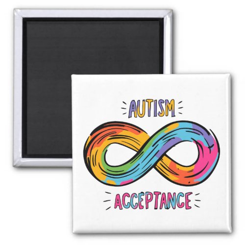 Autism Acceptance Colorful Rainbow Infinity Symbol Magnet