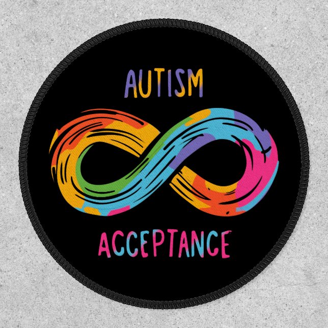 Autism Acceptance Colorful Rainbow Infinity Symbol Patch (Front)