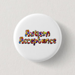 Autism Acceptance Colorful Rainbow Typography Text Button