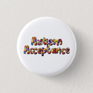 Autism Acceptance Colorful Rainbow Typography Text Button
