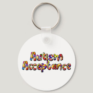 Autism Acceptance Colorful Rainbow Typography Text Keychain