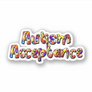 Autism Acceptance Colorful Rainbow Typography Text Sticker