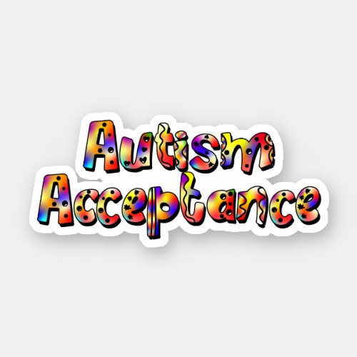Autism Acceptance Colorful Rainbow Typography Text Sticker