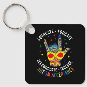 Autism Acceptance ILY Hand Sign – Neurodiversity Keychain