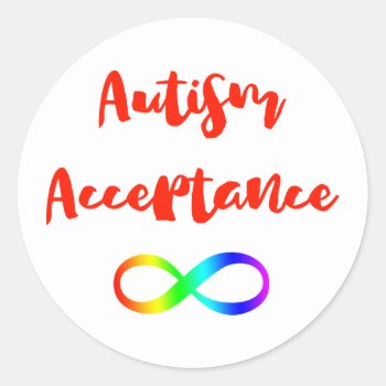 Autism Acceptance Infinity Symbol Classic Round Sticker by SnappyDressers at Zazzle