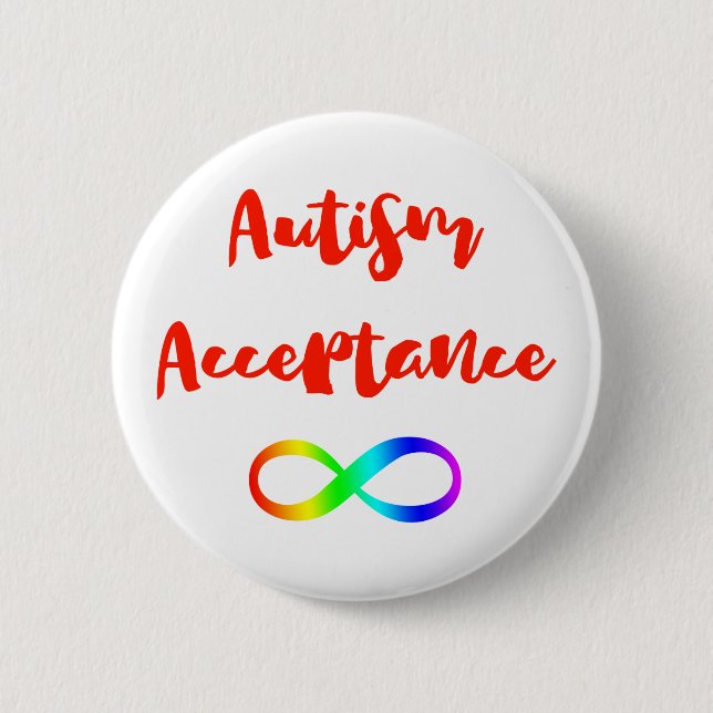 Autism Acceptance Infinity Symbol Pinback Button (Front)