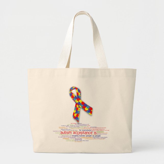 Autism Acceptance Large Tote Bag (Front)