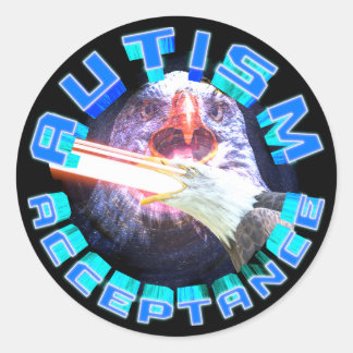 Autism Acceptance Laser Space Eagle Maxing Awesome Classic Round Sticker