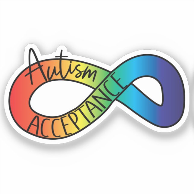 Autism Acceptance Neurodiversity Awareness Rainbow Sticker (Front)