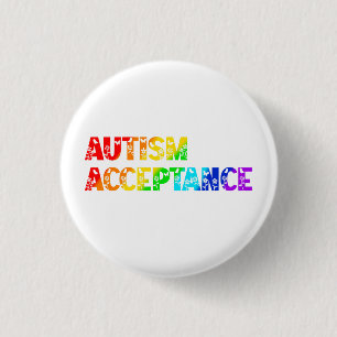 “Autism Acceptance” Rainbow Colored Text Button