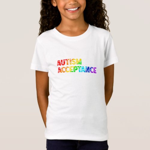 Autism Acceptance Rainbow Colored Text T_Shirt