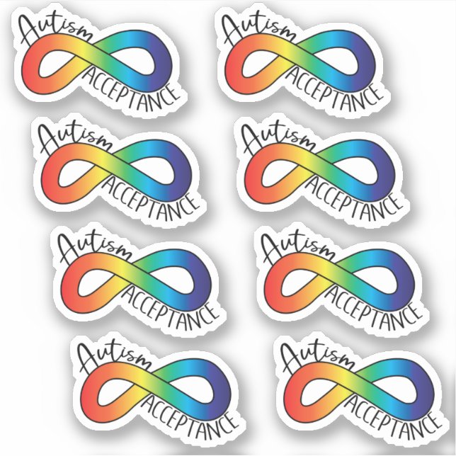 Autism Acceptance Rainbow Infinity 6 Pack Sticker (Front)