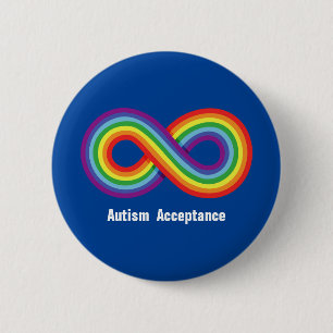 Autism Acceptance Rainbow Infinity Button