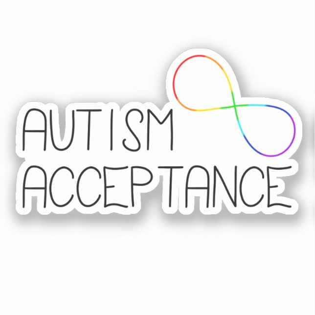 “Autism Acceptance” Rainbow Infinity Symbol Sticker (Front)
