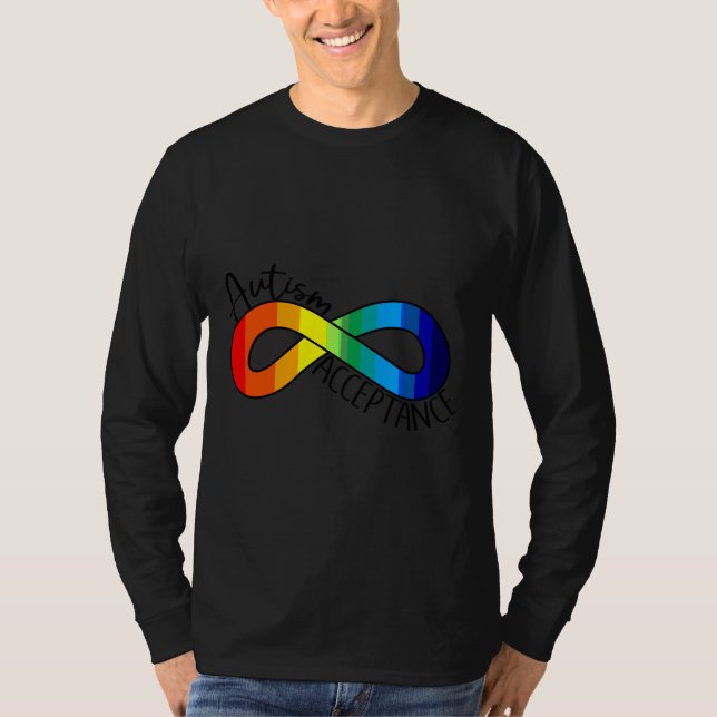Autism Acceptance Rainbow Infinity Symbol T-Shirt (Front)