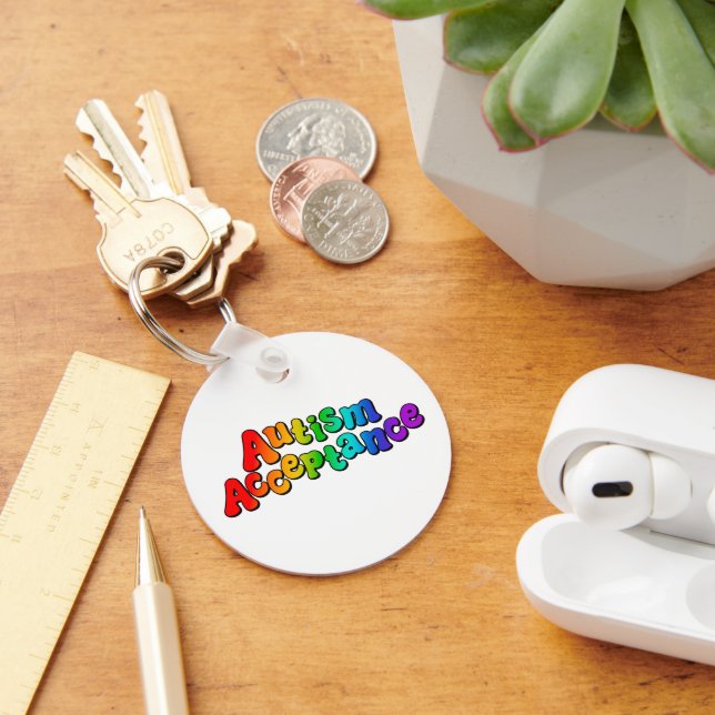 Autism Acceptance Rainbow Typography Keychain (Desk)