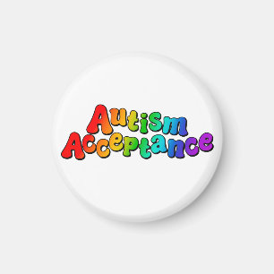 Autism Acceptance Rainbow Typography Magnet
