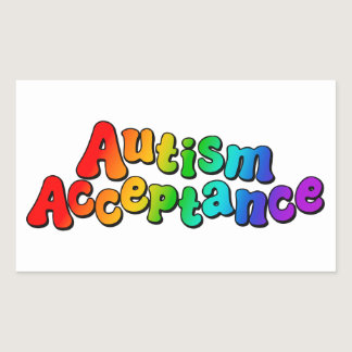 Autism Acceptance Rainbow Typography Rectangular Sticker