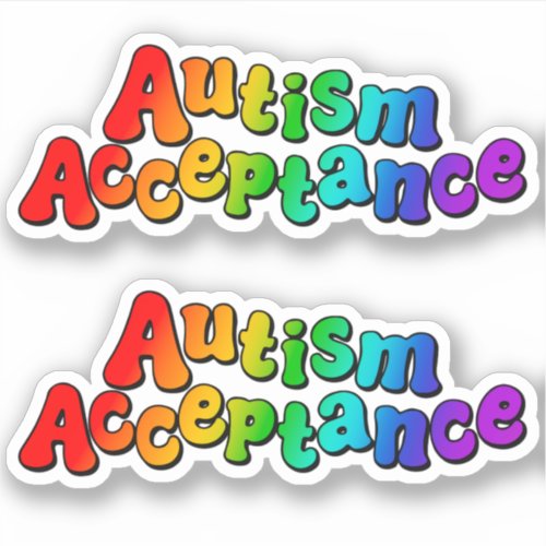 Autism Acceptance Rainbow Typography Sticker