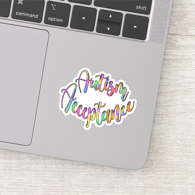 Autism Acceptance Rainbow Typography Sticker (Detail)
